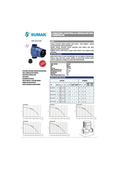 Sumak Ssp 32/10 Inv Fre. Pompa 180 Mm - 140 Watt - 1¼''