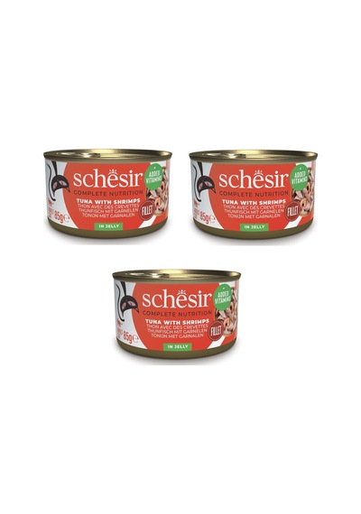 Schesir Ton Ve Karidesli Tam Ve Dengeli Jöleli Kedi Konservesi 85 Gr. X 3 Adet