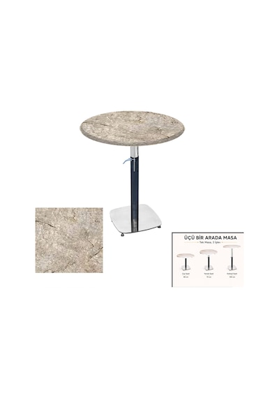 Üçüz Masa Ayarlanabilir 70 Cm Yuvarlak - Werzalit, Wermodin Ve Allzalit Tabla - Scala Marble Çok Renkli Üçüz Masa Ayarlanabilir 70 Cm Yuvarlak - Werzalit, Wermodin Ve Allzalit Tabla - Scala Marble Çok Renkli