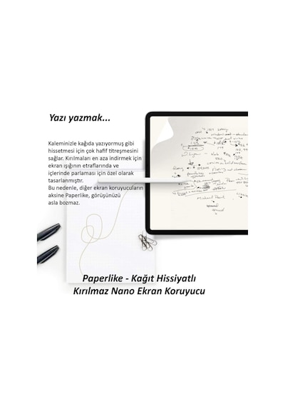 Apple Ipad Air 10.9" 4.nesil 2020 Uyumlu Paperlike Nano Kırılmaz Ekran Koruyucu Kağıt Hissi Esnek