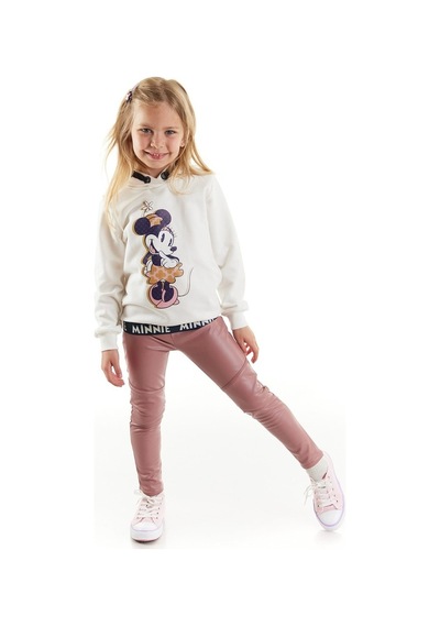Minnie Mouse Supermino Minnie Lisanslı Kız Çocuk Kapüşonlu Sweatshirt Ve Deri Tayt 2'Li (552858168)