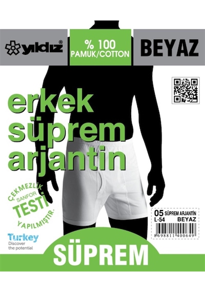 3'Lü Yıldız 05 Erkek Süprem Pamuk Paçalı Arjantin Külot