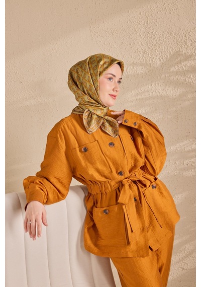 Silk Home Twill İpek Eşarp Zincir Fıstık Yeşil Çok Renkli