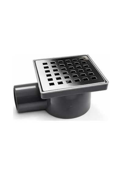 Yer Süzgeci 10x10 Krom Izgaralı Çekvalfli 50 Mm Çıkışlı Paslanmaz Banyo Duş Gideri