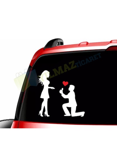 Diz Çöken Adam Aşk Evlilik Teklifi Sticker Yapıştırma Etiket
