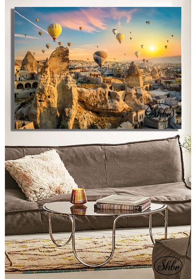 Tekli, Yatay, Kanvas, Dekoratif, Duvar, Tablosu , Kapadokya, Gün Doğumu Balon Turu,