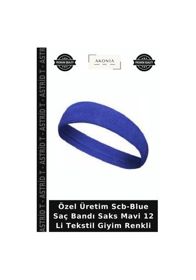 Astrid T Özel Üretim Scb-blue Saç Bandı Saks Mavi 12 Li Tekstil Giyim Renkli
