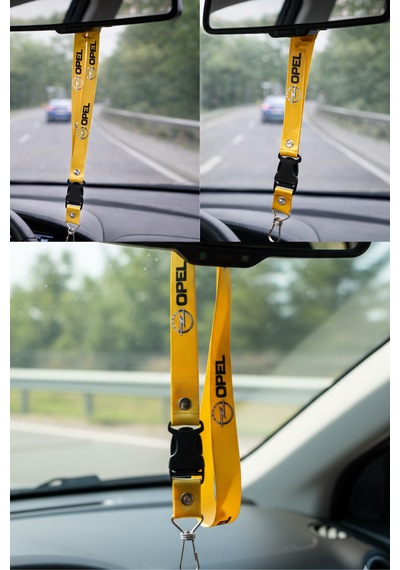 Opel Logolu Sarı Oto Ayna Askısı & Anahtarlıklı Ayna İpi Şık Araç İçi Dekor Ve Hediyelik Aksesuar Sarı