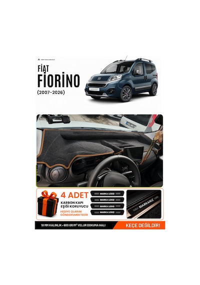 Fiat Fiorino Tam Kapalı 2007-2026 Uyumlu Torpido Örtüsü, Torpido Kılıfı - Siyah Kahverengi