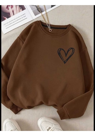 Kozia Outdoors Oyaka Baskılı Oversize Unisex Sweatshirt Oyaka-swet3 Kahve