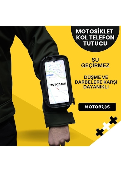 Motosiklet Kola Takılan Telefon Tutucu Kol Telefon Tutucu Su Geçirmez 6.7" Dayanıklı Siyah