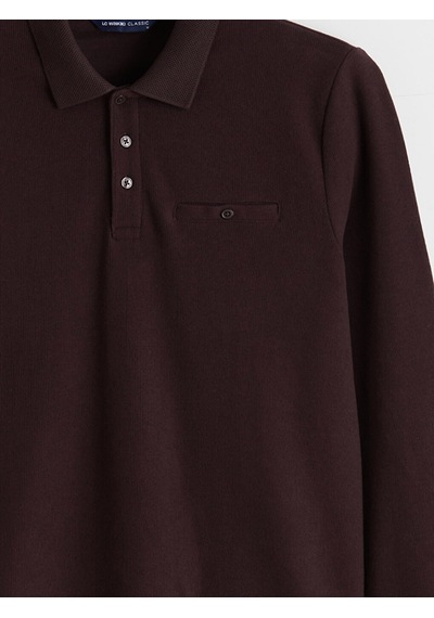 LC Waikiki Lc Waıkıkı Mürdüm Polo Yaka Erkek Sweatshirt