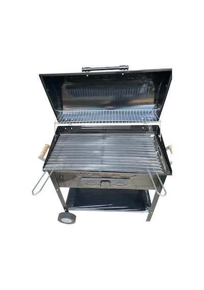 Acn Kömürlü Mangal Lüx Kapaklı 35 X 70 Cm Tekerlekli Barbekü Siyah