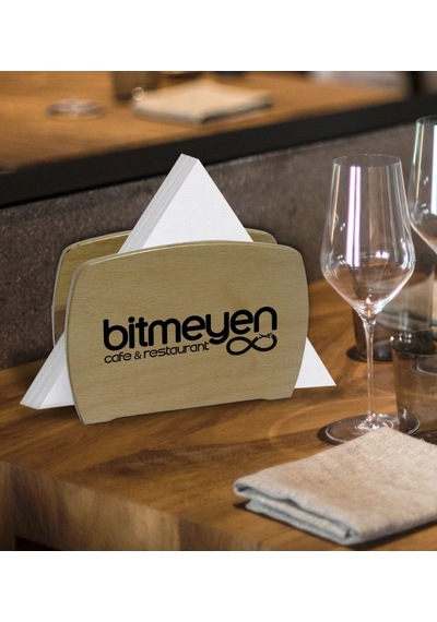 Restoran & Cafe & Barlara Özel Logolu Lüks Ahşap Peçetelik