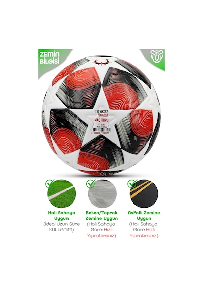 Pro-serisi Futbol Topu Şampiyonlar Ligi Lazer Kesim Pompa Dahil Halı Saha Maç Futbol Topu Red 520 Kırmızı