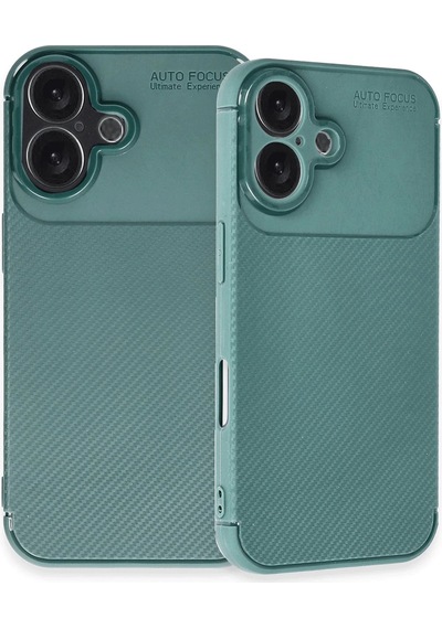 Mey İthalat Apple Uyumlu iPhone 16 Kılıf Auto Focus Karbon Kapak - Koyu Yeşil