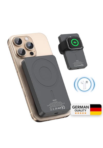 Woyax All In Magsafe Powerbank 10.000mah 20w Hızlı Taşınabilir Şarj Cihazı Saat Kulaklık Apple Uyumlu iPhone Android Siyah