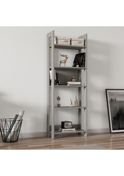 Country Dekoratif 5 Raflı EvOofis Kitaplık, Modern Kütüphane - Gri Country Dekoratif 5 Raflı EvOofis Kitaplık, Modern Kütüphane - Gri