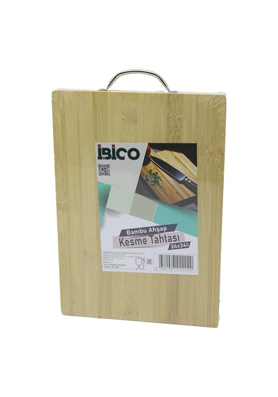 24x34 X 1.7cm Lux Ahşap Bambu Kesim Panosu - Kesme Tahtası Metal Kulplu Bx40 Çok Renkli