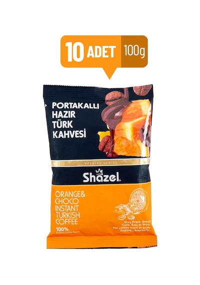 Shazel Aromalı Türk Kahvesi Portakallı 100gr (100g x 10 Adet)