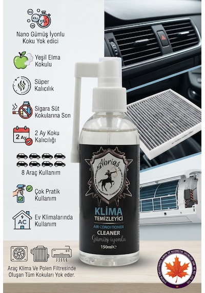 Tetikli Klima Temizleyici Elma Kokulu 150ml 8 Araçlık Oto Ve Evsel Klima Uyumlu 1