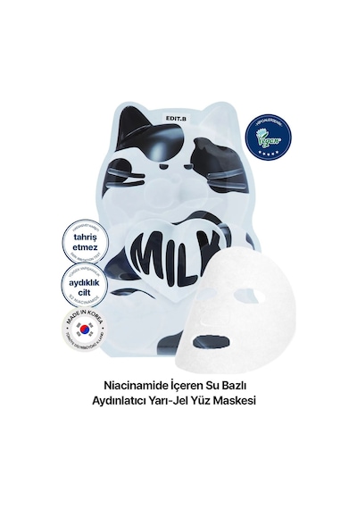 Editb Niasinamid İçeren Su Bazlı Aydınlatıcı Yarı Jel Yüz Maskesi EDIT.B Waterfull Gummy Mask MILK