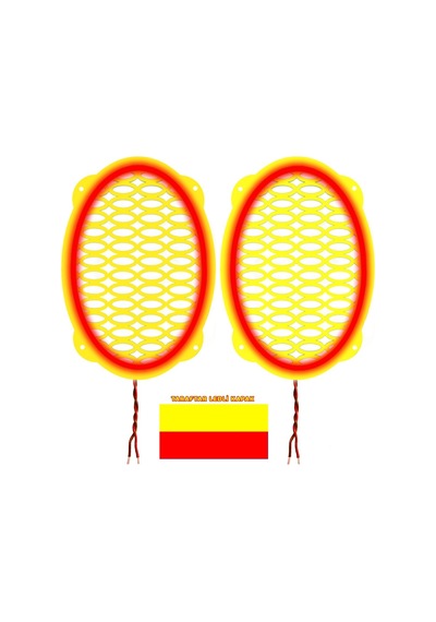 Ledli Taraftar Hoparlör Kapak Oval 2adet Poke Pk-5903, Sarı Kırmı