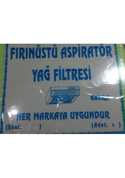 Fırın Üstü Aspiratör Filitresi 5 Ad