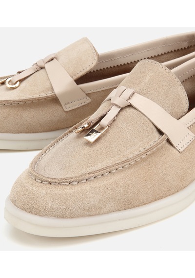 Hotiç Kadın Süet Deri Bej Tokalı Günlük Loafer 01ayh325070a310 01ayh325070a310