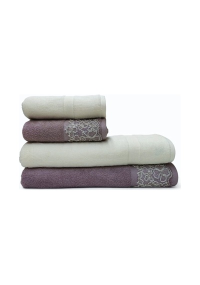 Begonvil Best Hamam Takımı- Krem Mürdüm
