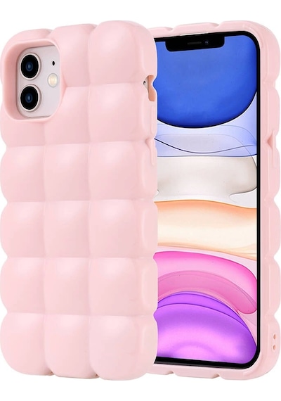 Apple Uyumlu iPhone 12 Kılıf Parlak Esnek Silikon Redclick Dom Dom Kapak - Pembe