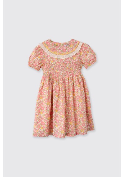 Panço Liberty Kumaş Çiçek Desenli Kız Çocuk Elbise 5621gk26006 Pembe