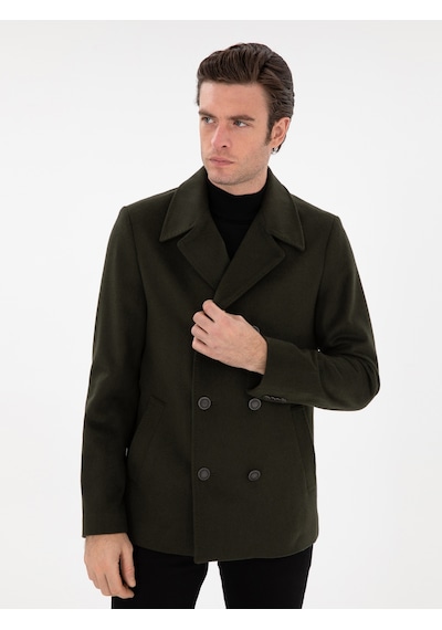 Cacharel Haki Slim Fit Kaşe Kaban YESIL