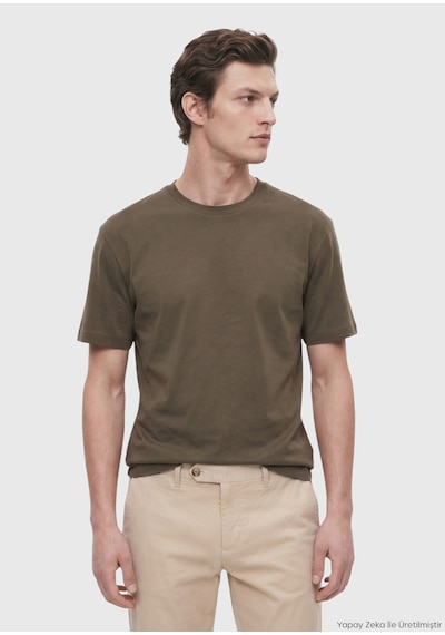 Ramsey Haki Düz %100 Pamuk T-shirt haki khaki