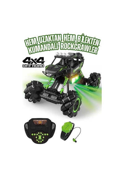 37 cm Dev Boy 4x4 Off Road Arazi Arabası Şarjlı Uzaktan ve Bilekten Kumandalı 360° Işıklı Müzikli