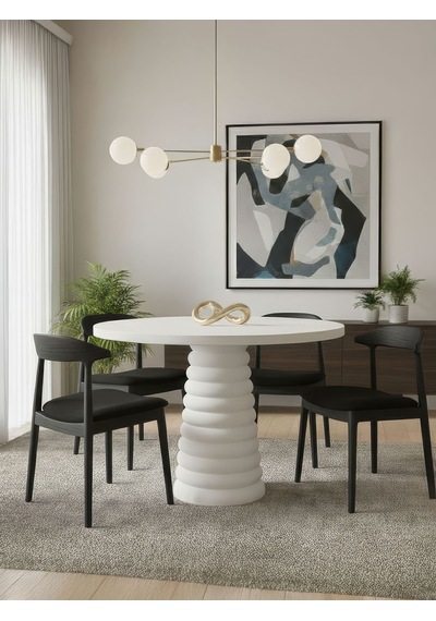 Spirra Yuvarlak Ahşap Yemek Masası 120x120 Beyaz