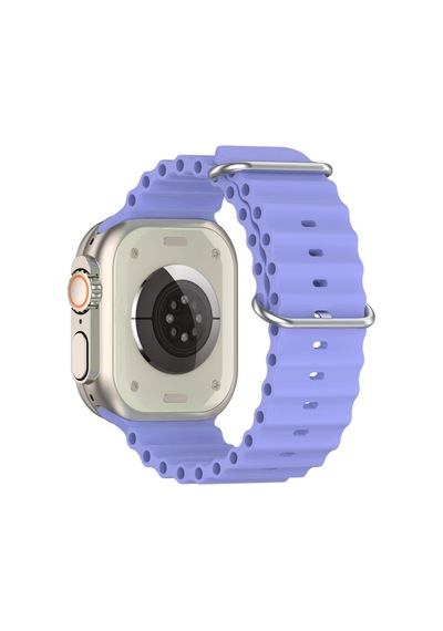 Caseonn Apple Watch Uyumlu Series 7 45mm Kordon Suya Dayanıklı Okyanus Silikon Kayış Lavanta
