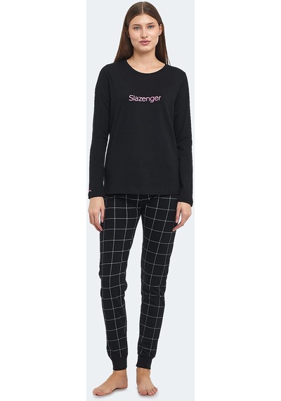 Slazenger PAOLINA IN Kadın Pamuklu Siyah / Fuşya Pijama