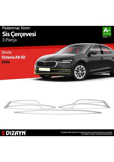 S-Dizayn  Skoda Octavia A8 Krom Sis Çerçevesi 3 Prç. 2020 Üzeri