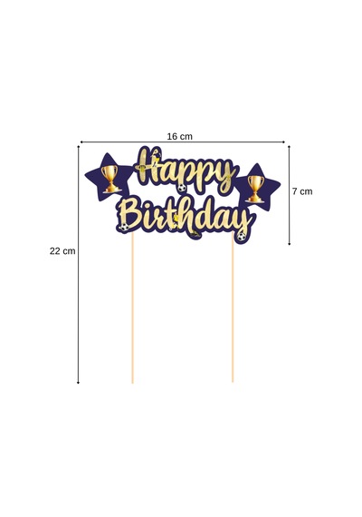 Sarı Lacivert Taraftar Temalı Happy Birthday Kaligrafi Pasta Üstü Süs Tüm Yaşlar