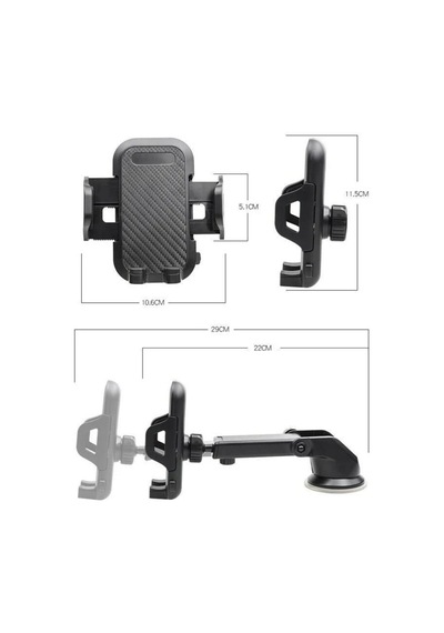 Araç Oto İçi 2in1 Uzayan Vantuzlu Ve Havalandırma Telefon Tutucu Tutacağı Sh3100 1-black