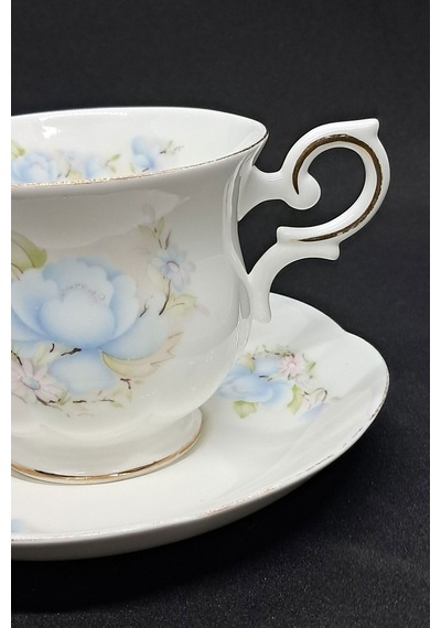 Fine Bone China Mavi Satsuma Desenli Vintage Çay Fincanı