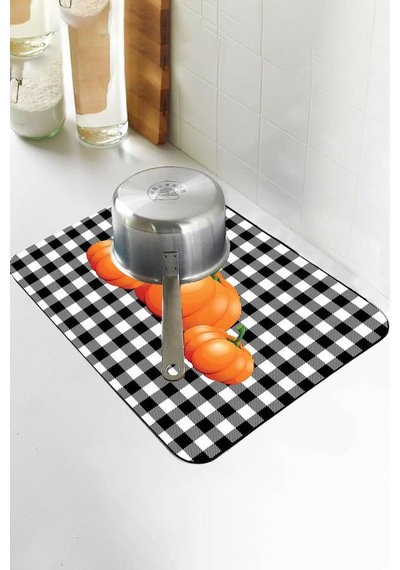 Turuncu Bal Kabağı Microfiber Bulaşık Kurutma Matı Mm021n11