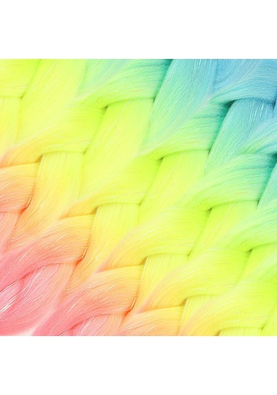 Simli Açık Mavi / Neon Sarı / Pembe Ombreli Örgülük 100 Gr. - Rxlu-463187 Çok Renkli