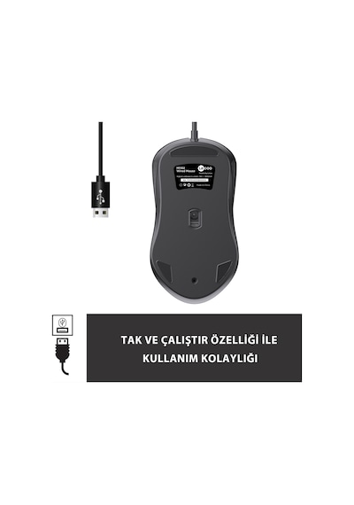 Lecoo M1102 USB Kablolu 1200DPI 3 Tuşlu Optik Mouse