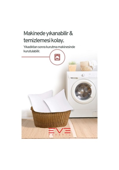 Eve Tekstil 6 Adet Throw Serisi Antialerjik %100 Silikon Elyaf Dolgulu Kırlent Iç Kare Yastık 45x45cm 350gr Beyaz