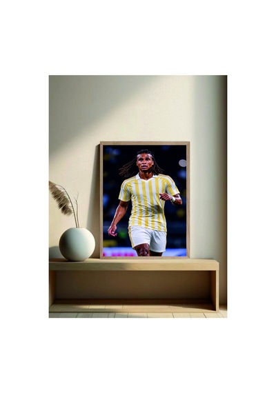 Poster Sarı Lacivert Nathan Ake Ahşap Çerçeveli Tek Parça Futbol Tablo Çok Renkli - 911989641 Çok Renkli