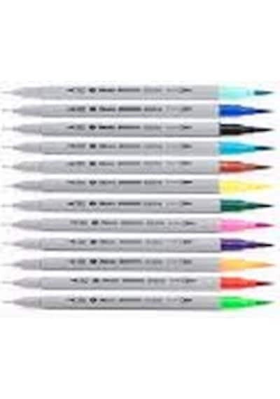 Masis Fineliner Brushpen.Fırça Uç Pvc 12 Renk S5204-12C
