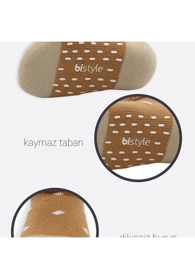 Bistyle Puanlı Kaymaz Havlu Soket Çorap 2'li Bs10502 Hardal Hardal