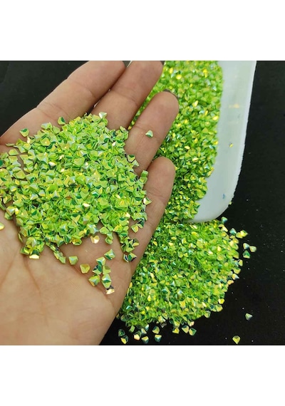 Üçgen Pul Kırığı Parlak Fosfor Yeşil - 10 Gr